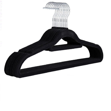 20 BLACK Velvet Hangers NON SLIP FLOCKED COAT CLOTHES HANGER TROUSER HANGING UK - ZYBUX